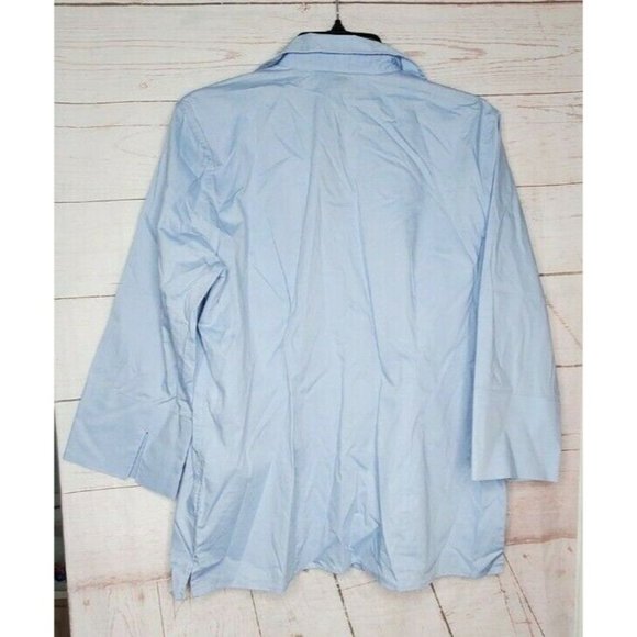 The Outfitters Lands End Pinpoint Oxford Repassage Superflu 1/4 Sleeve 16 Shirt - Picture 4 of 12